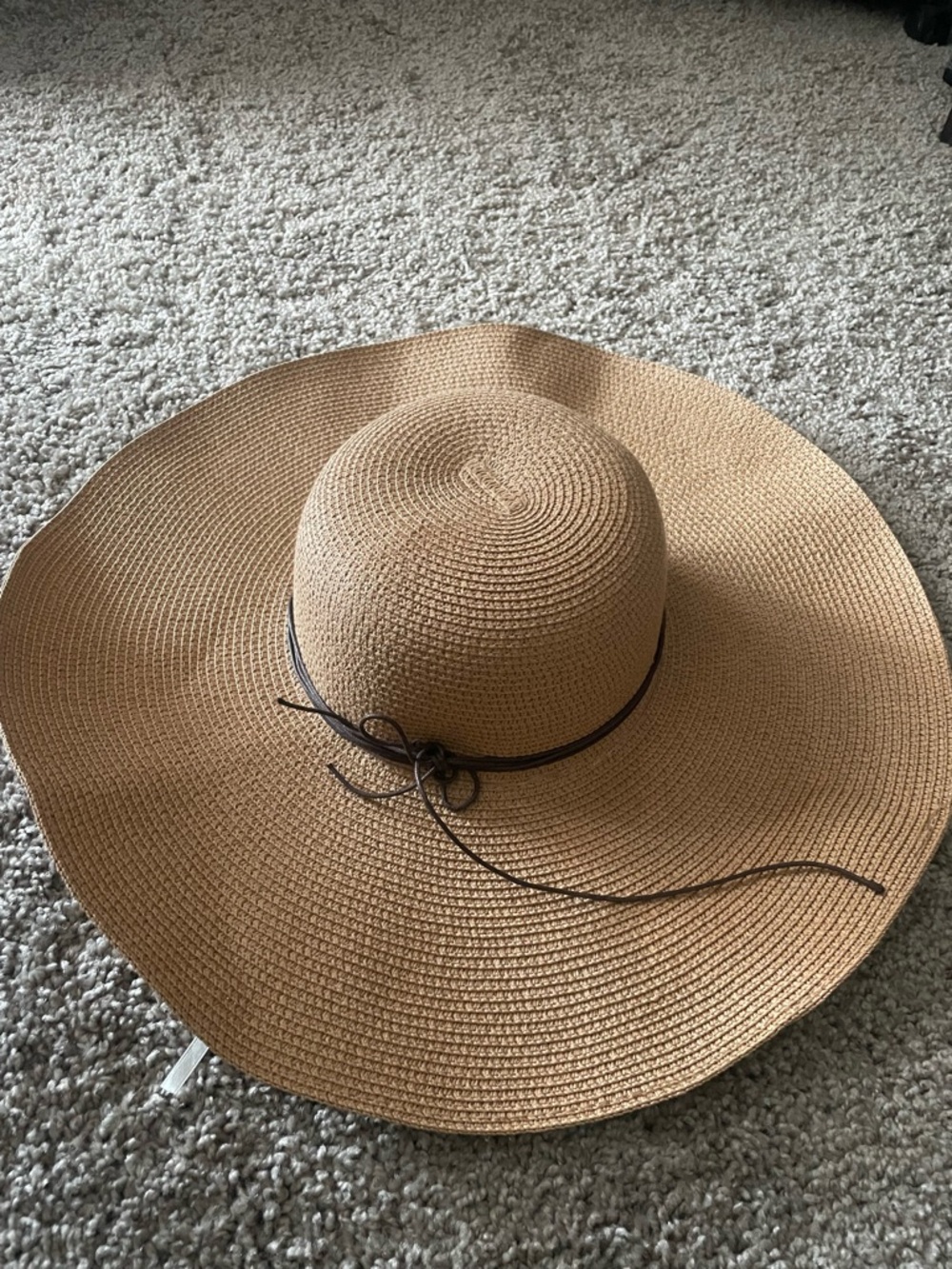 Wide Brim Straw Sun Hat - Tan